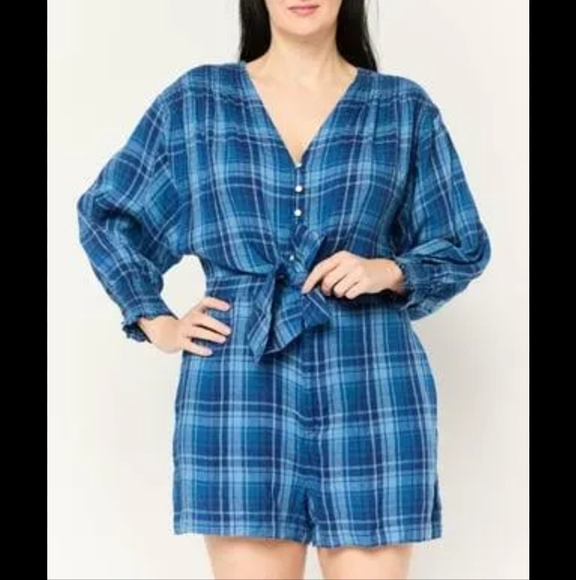 Lauren Ralph Lauren Plaid Tissue Linen Romper - Picture 4 of 14